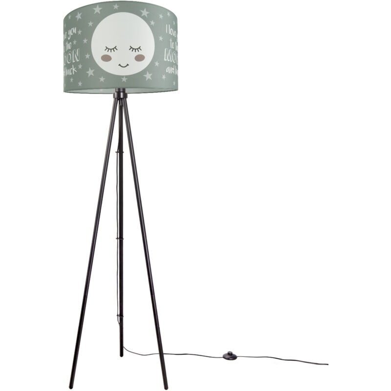 foto del prodotto lampada da bambini lampada da terra lampada con motivo con luna, e27 nero a tre gambe, grigio 45.5 cm paco home