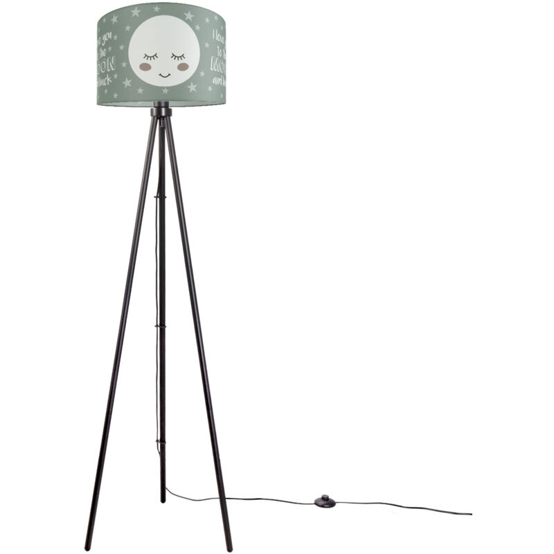 foto del prodotto lampada da bambini lampada da terra lampada con motivo con luna, e27 nero con tre gambe lampadina, grigio 38 cm paco home