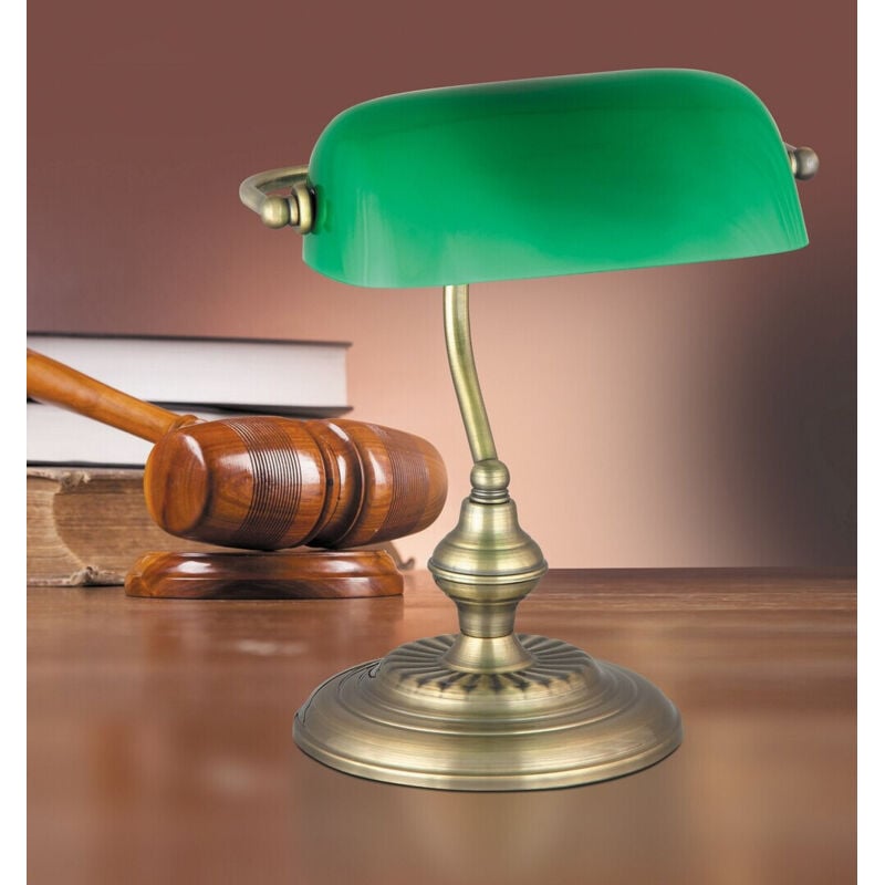 foto del prodotto lampada da banchiere classica con paralume verde, bronzo e27 bank 4038 rabalux