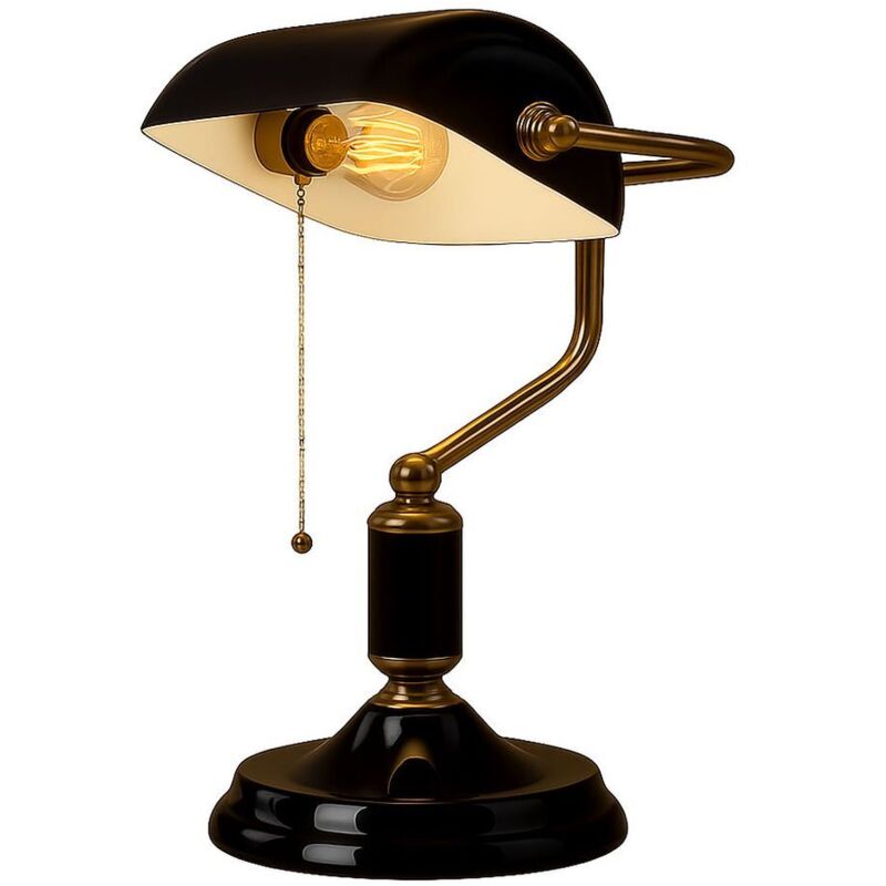 foto del prodotto lampada da banchiere lampada da tavolo lampada da lettura nera lampada da scrivania dorata lampada da soggiorno, metallo, 1x e27, lxlxh 26,5x18x 34 cm