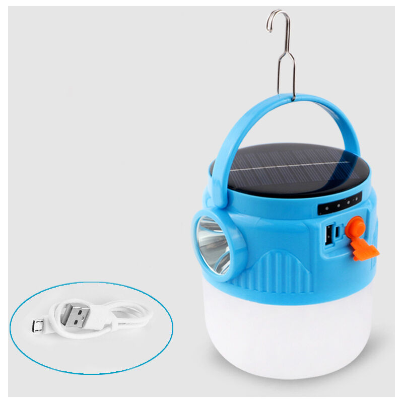 foto del prodotto lampada da campeggio a led solare 6000mah, lanterna ricaricabile tramite usb, lampada da campeggio portatile impermeabile, 3 modalit di