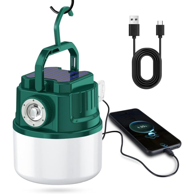 foto del prodotto lampada da campeggio solare 3000mah lanterna da campeggio a led portatile luminosa ricaricabile 4 modalit di illuminazione caricatore usb lampada da