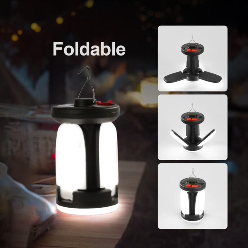 foto del prodotto lampada da campeggio solare ricaricabile 1000lm potente power bank da 4500 mah 6 modalit pieghevole per escursioni in campeggio, emergenza, pesca in