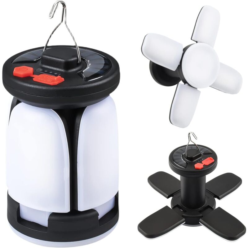foto del prodotto lampada da campeggio solare ricaricabile 6 modalit di illuminazione regolabile portatile 10 ore durata della batteria lampada da campeggio led usb