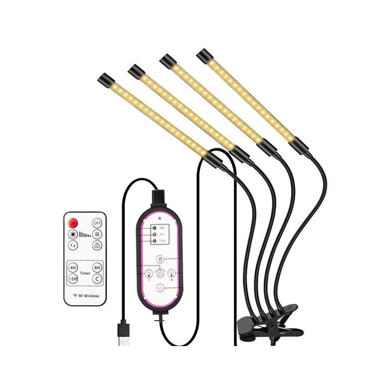 foto del prodotto lampada da coltivazione led wifi intelligente, luce per piante a spettro completo dimmerabile con timer e app 4 tubi 