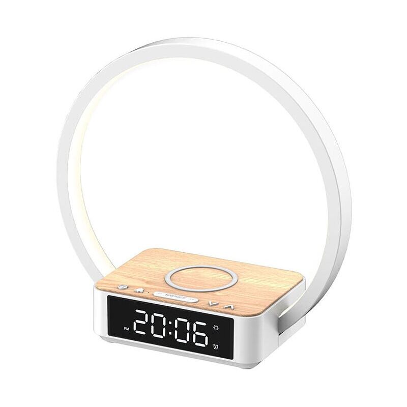 foto del prodotto lampada da comodino a led con funzione di ricarica 10 w, sveglia touch dimmerabile con 3 livelli di luminosit , luce notturna calda con