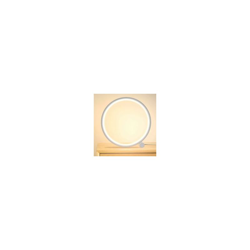 foto del prodotto lampada da comodino a led, dimmerabile, touch, da tavolo, 3 colori, 10 luminosit , design circolare moderno, materiale metallico, lampada da lettura