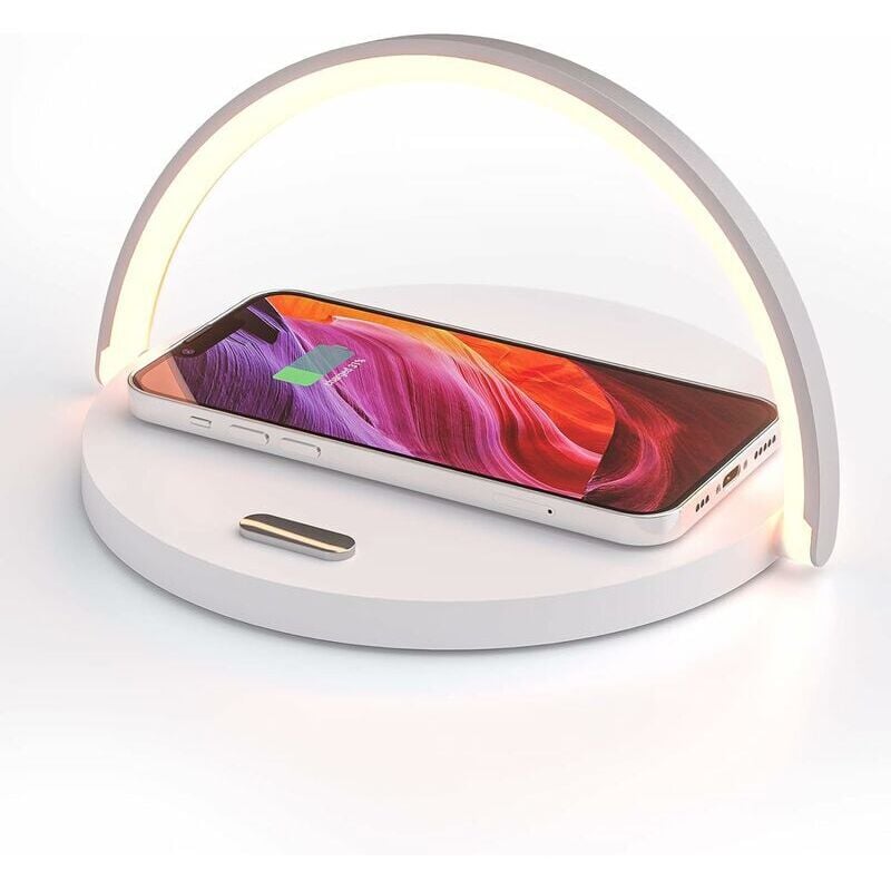 foto del prodotto lampada da comodino con caricabatterie wireless, lampada da tavolo touch, luce notturna a led con caricabatterie a induzione certificato qc3.0 da 10