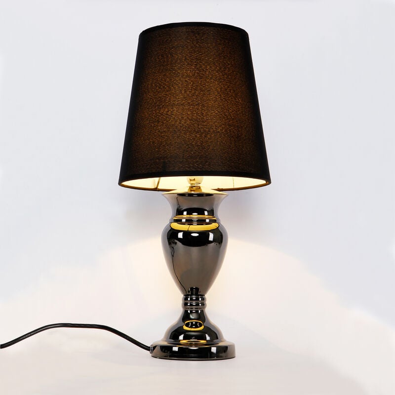 foto del prodotto lampada da comodino con paralume a tronco di cono alto nero lux.pro