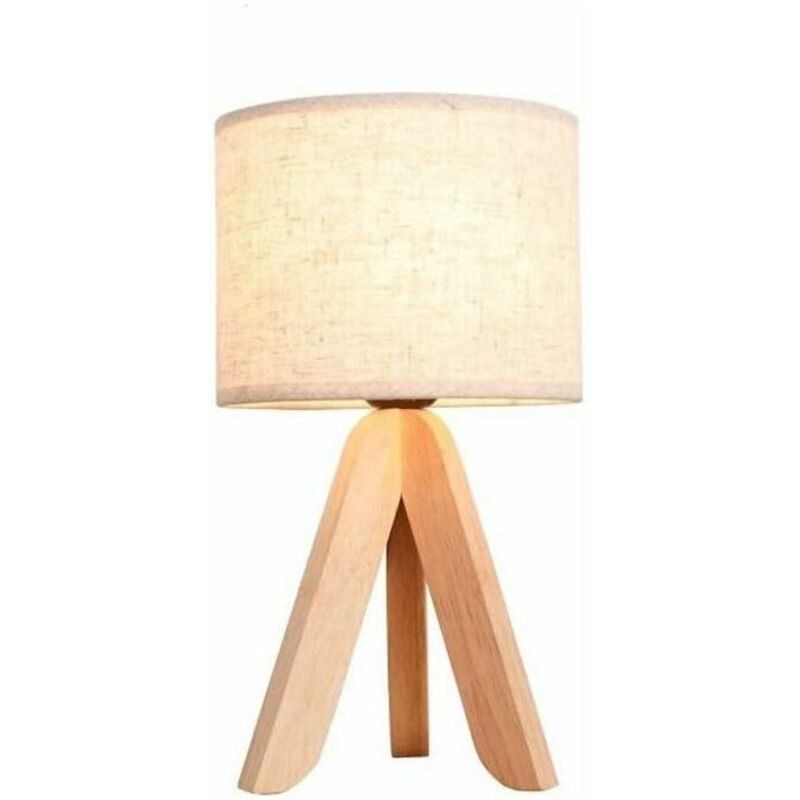 foto del prodotto lampada da comodino con treppiede in legno, personalit creativa, lampada da tavolo in legno nordico, lampada da studio, camera da letto, comodino,