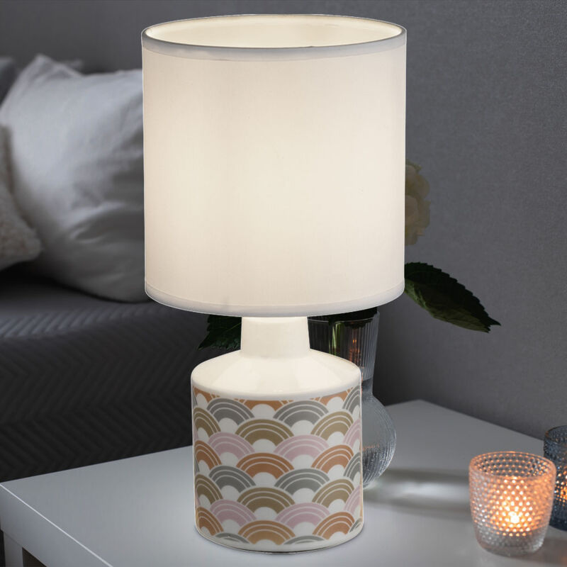 foto del prodotto lampada da comodino faretto in ceramica arcobaleno soggiorno camera da letto lampada tessile globo 21637