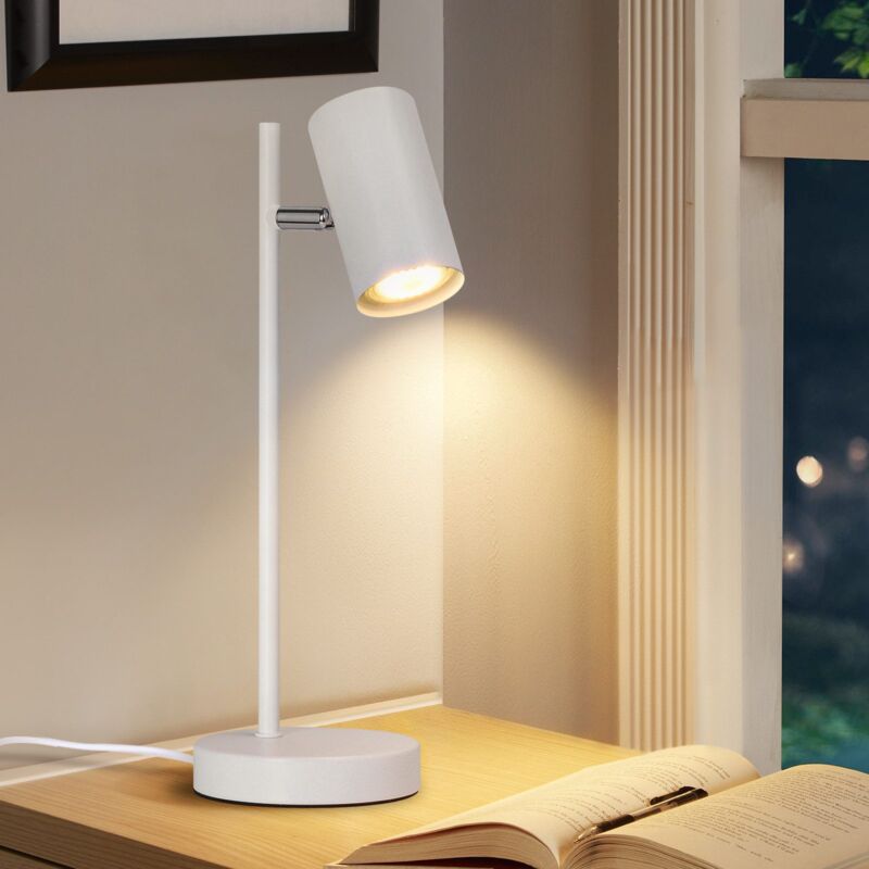 foto del prodotto lampada da comodino gbly lampada da tavolo bianca girevole 350 gu10 lampada da tavolo comodino luce notturna lampada da scrivania in metallo