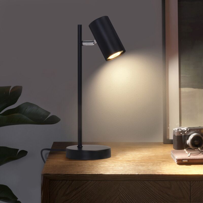 foto del prodotto lampada da comodino gbly lampada da tavolo nera girevole 350 gu10 lampada da tavolo comodino luce notturna lampada da scrivania in metallo lampada