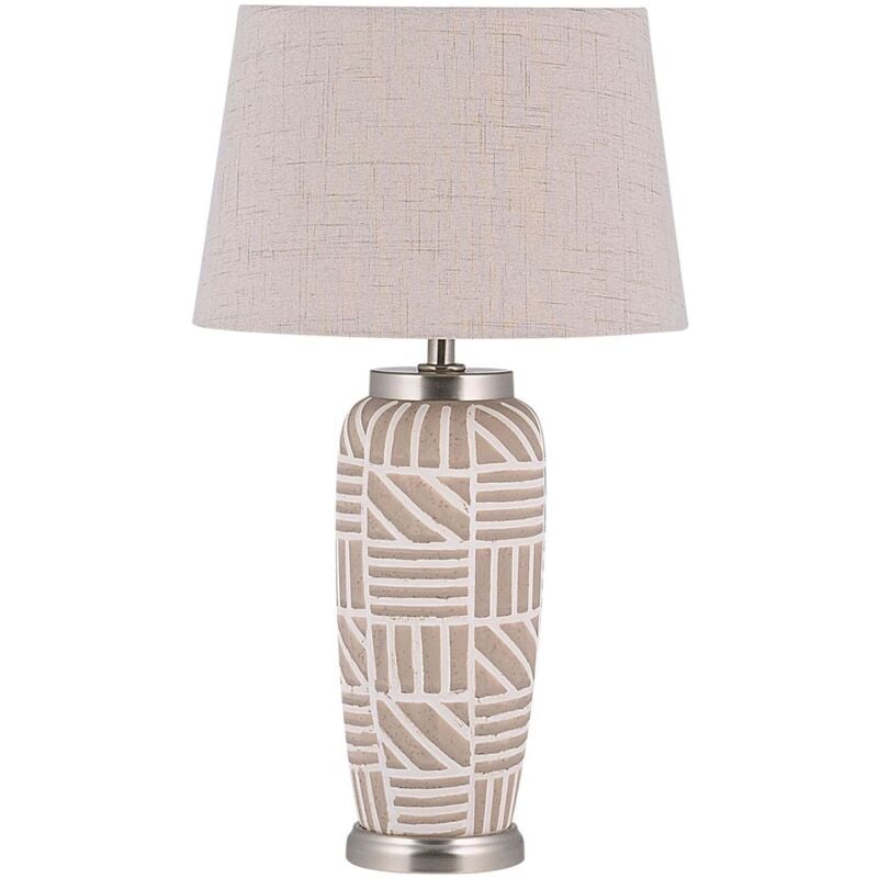 foto del prodotto lampada da comodino in ceramica beige a motivo geometrico traisen