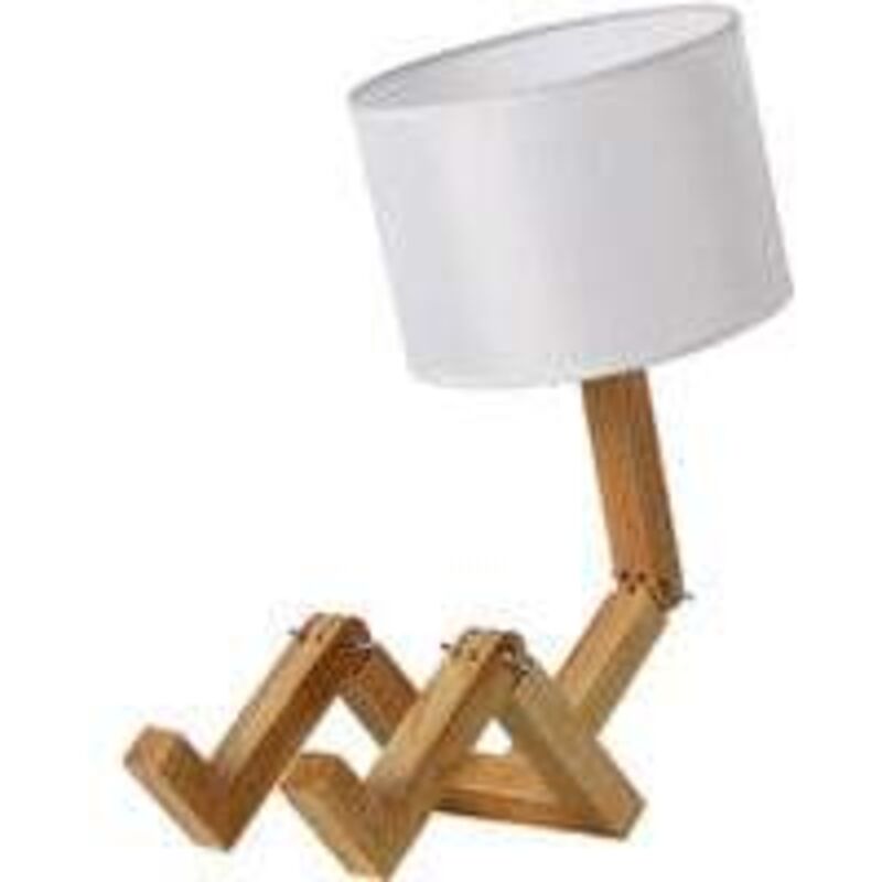 foto del prodotto lampada da comodino in legno massello lampada da scrivania a forma di robot lampada da scrivania pieghevole con lampadina da 5 w luce calda