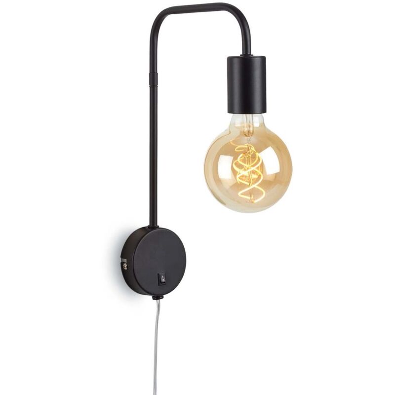 foto del prodotto lampada da comodino lampada da letto retr 1xe27 25 w nero opaco metallo briloner