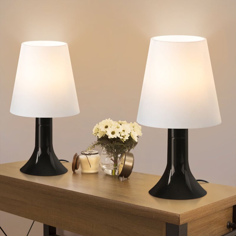 foto del prodotto lampada da comodino , lampada da tavolo con cavo per soggiorno set da 2, piccola lampada da tavolo nera e14, stile rustico moderno per tavolo da