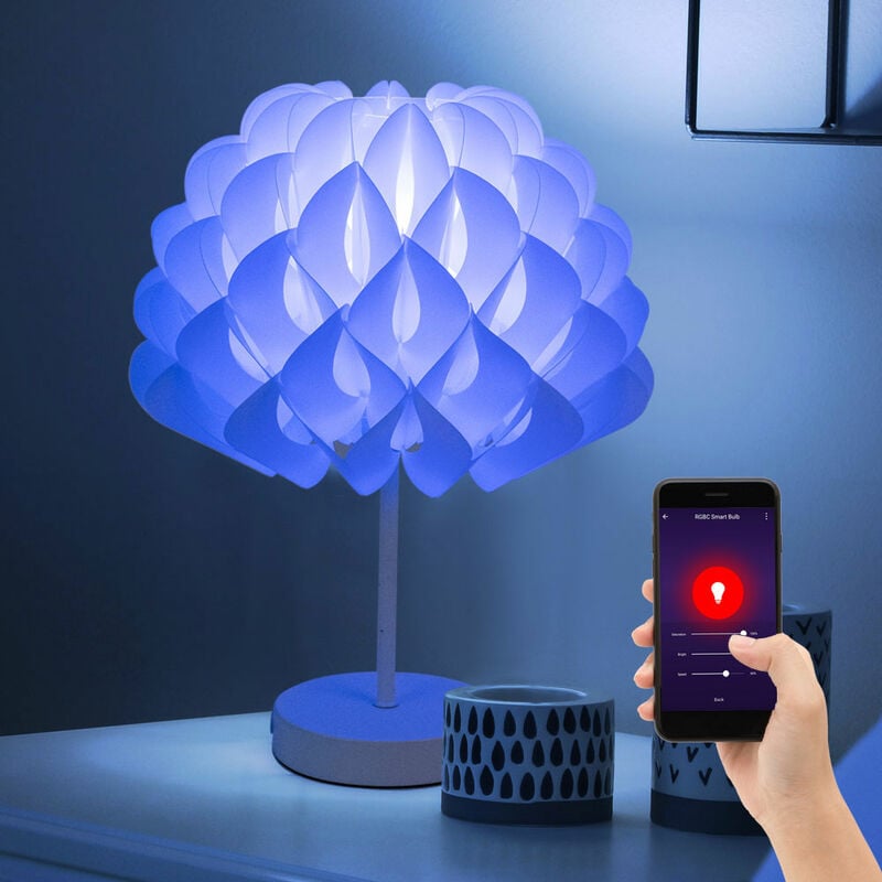 foto del prodotto lampada da comodino lampada da tavolo lampada da tavolo bianca camera da letto, luce di lettura fogli decorativi, cct, controllo app dimmerabile, 1x