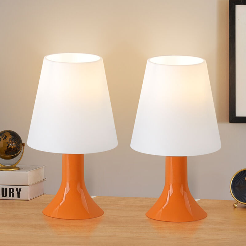 foto del prodotto lampada da comodino , lampada da tavolo per soggiorno con cavo confezione da 2, piccola lampada e14, arancione, stile rustico moderno per tavolo da