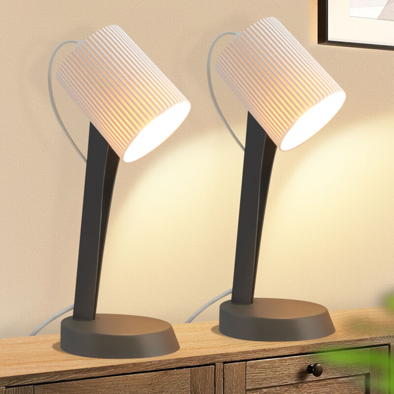 foto del prodotto lampada da comodino , lampada da tavolo per soggiorno con cavo confezione da 2, piccola lampada e14, grigio scuro, stile rustico moderno per sala