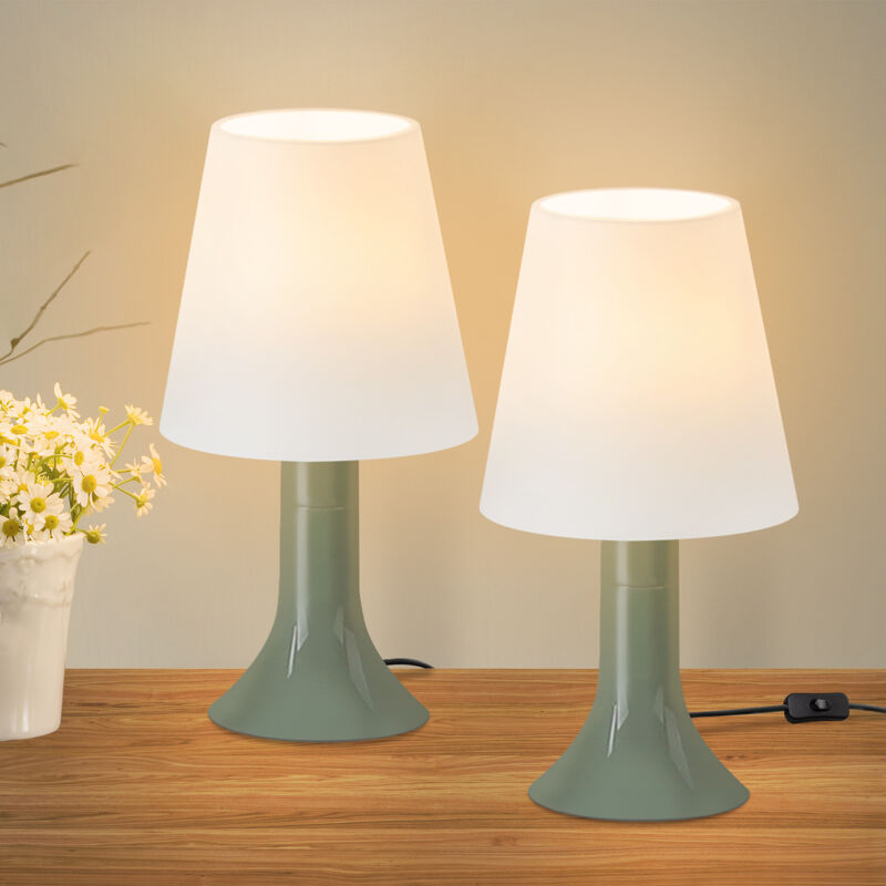 foto del prodotto lampada da comodino , lampada da tavolo per soggiorno con cavo confezione da 2, piccola lampada verde e14, stile rustico moderno per tavolo da