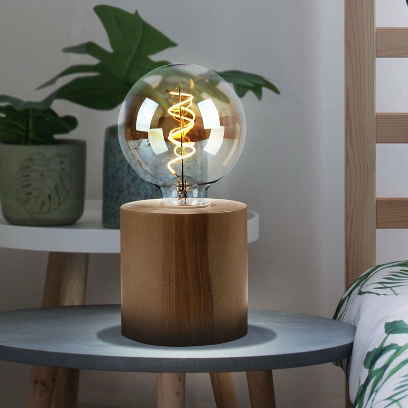 foto del prodotto lampada da comodino lampada e27 lampada da tavolo in legno vintage, camera da letto aspetto legno legno naturale marrone, 1x attacco e27, hxlxl