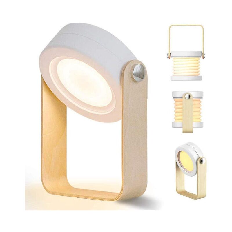 foto del prodotto lampada da comodino led touch dimmerabile lampada da tavolo retr con manico in legno 3 livelli di luminosit lampada da tavolo portatile pieghevole