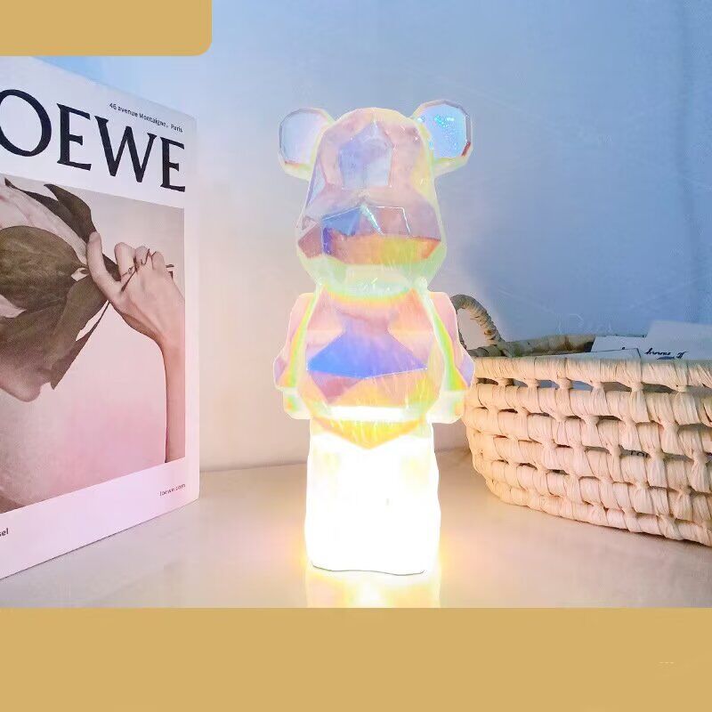 foto del prodotto lampada da comodino moderna lampada da comodino trasparente lampada da tavolo in metallo orso cristallo