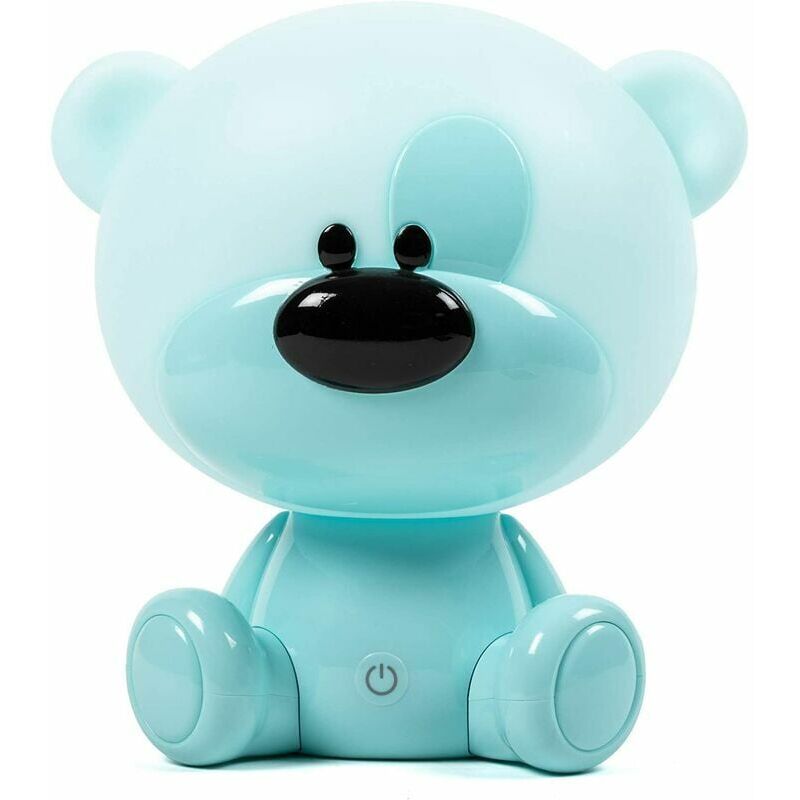 foto del prodotto lampada da comodino per bambini e neonati. luce notturna a tre intensit , touch, luce notturna per far dormire i bambini. cavo usb. orso blu