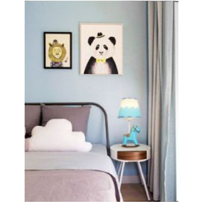 foto del prodotto lampada da comodino scrivania cameretta bimba bimbo cavallo a dondolo e27 d09 blu trade shop traesio