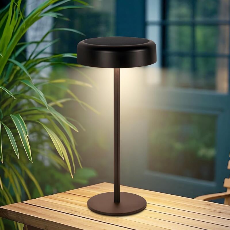 foto del prodotto lampada da comodino solare gbly con batteria lampada da comodino a led wireless, ricaricabile da 3600 mah, touch dimmerabile, nera, lampada con