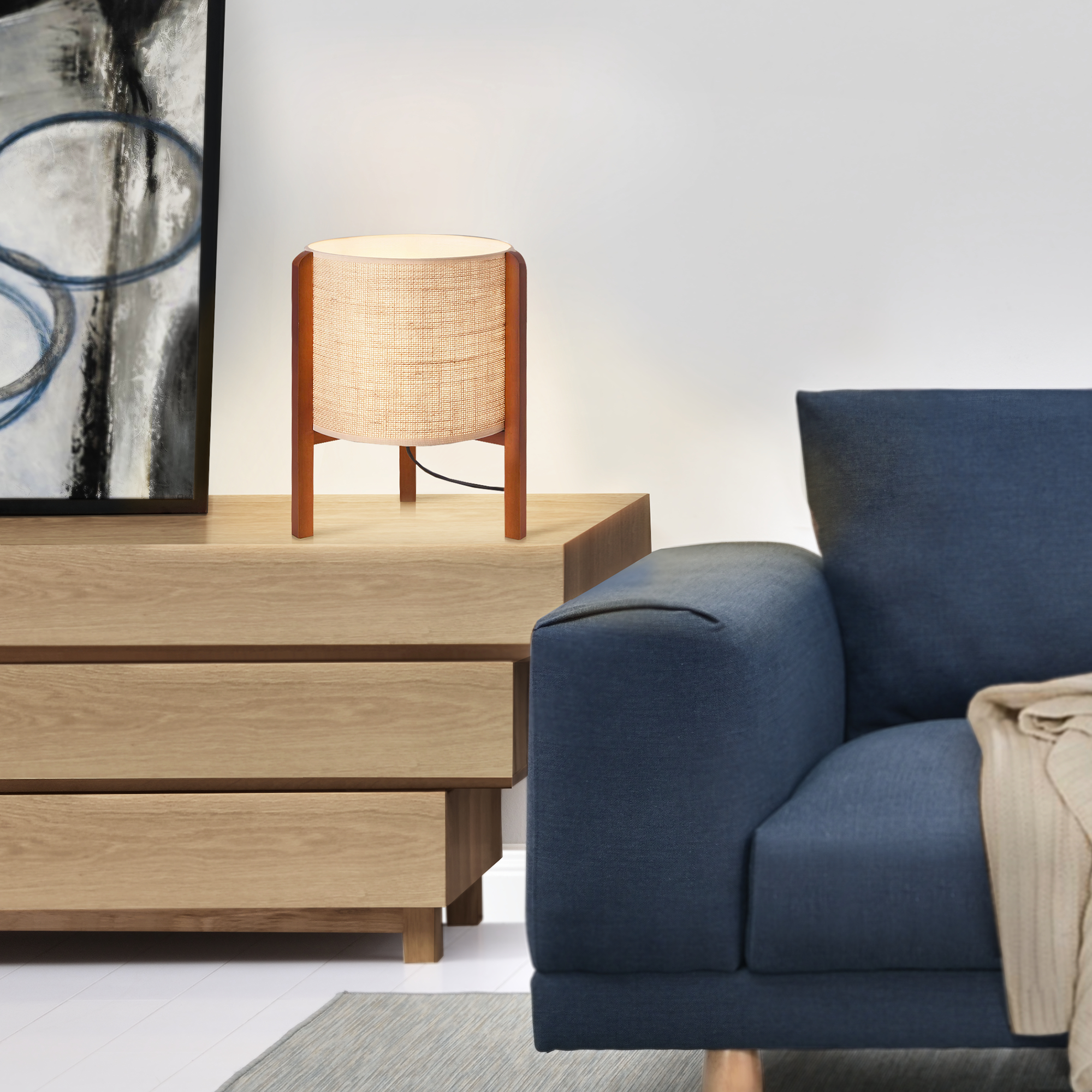 foto del prodotto lampada da comodino solihull con paralume cilindrico lux.pro