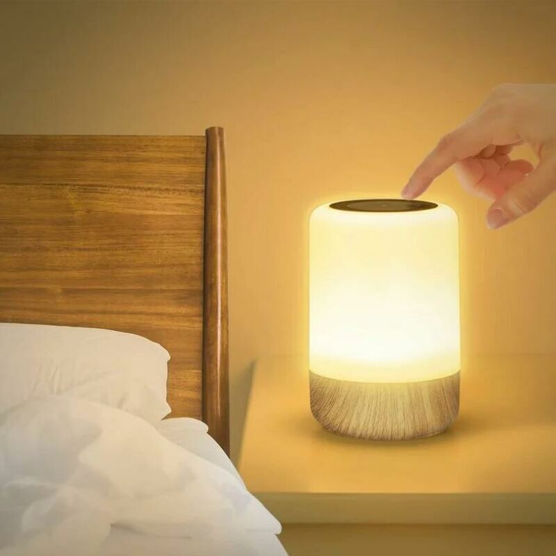 foto del prodotto lampada da comodino wireless touch dimmerabile, led a batteria, 4 colori cangianti, 3 livelli di luminosit , led ricaricabile per bambini, con timer