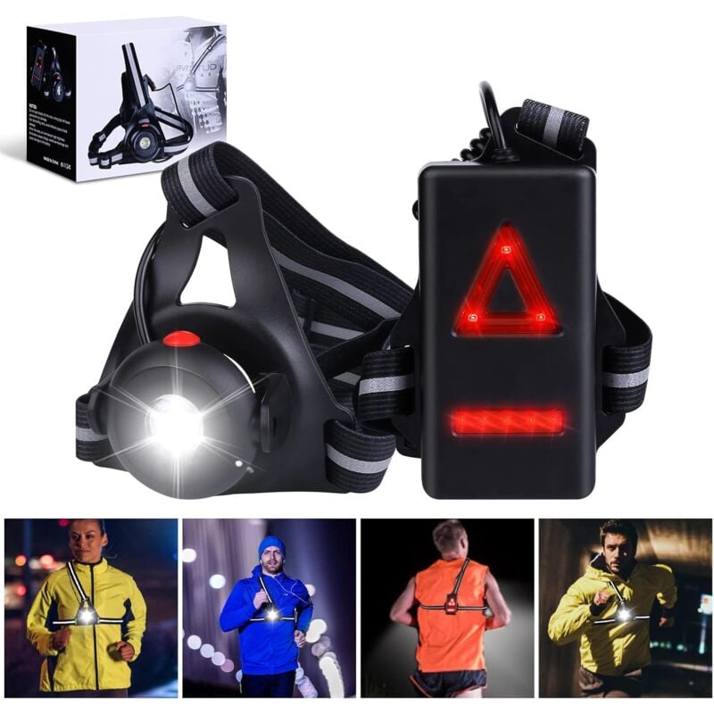foto del prodotto lampada da corsa lampada da corsa ricaricabile tramite usb, 500 lumen, lampada da torace impermeabile ipx6, 3 modalit e angolo regolabile di 90 ,