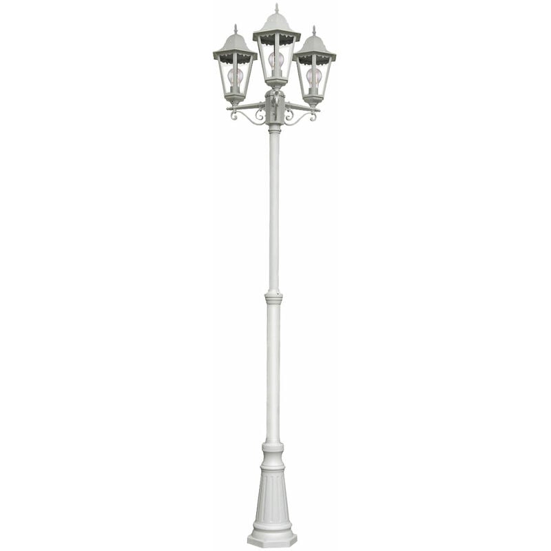 foto del prodotto lampada da esterno a candelabro con supporto per lampada da terra illuminazione lanterna da giardino bianca in un set che include lampadine a led