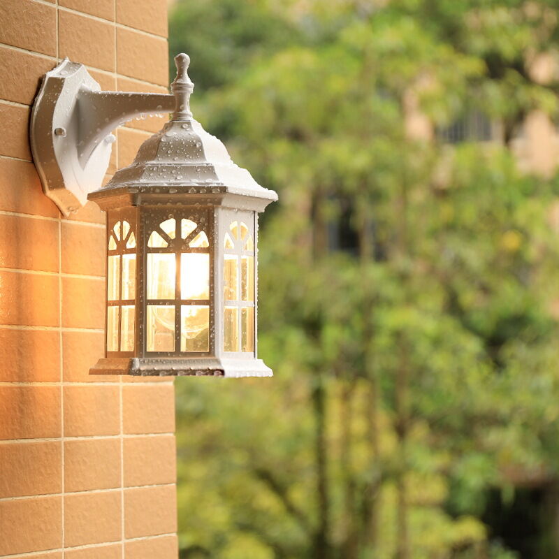 foto del prodotto lampada da esterno a led, lampada da parete esterna impermeabile per giardino, terrazza, patio, vialetto, garage, cortile, bianco e27 lampadina non