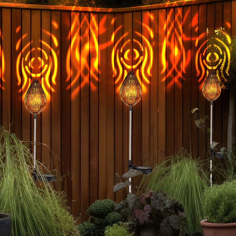 foto del prodotto lampada da esterno a luce solare, lampada da giardino retr , con paralume con motivo, acciaio inossidabile, rame nero, 1x led 3000 k bianco caldo,
