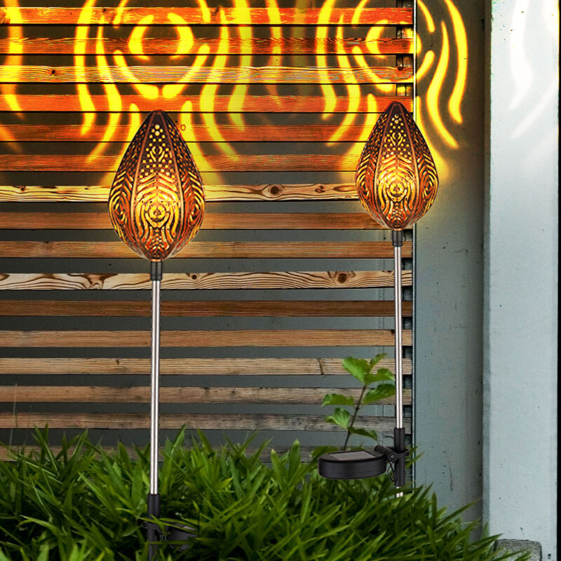 foto del prodotto lampada da esterno a luce solare, lampada da giardino retr , con spina, paralume con motivo, acciaio inossidabile, rame nero, 1x led 3000 k bianco