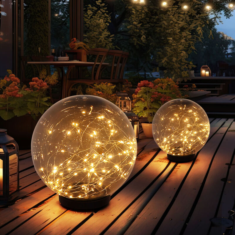 foto del prodotto lampada da esterno a sfera lampada da esterno a led color fumo con sfera solare per decorazione da giardino, bianco caldo, 1x pxa 15x26 cm, 1x pxa