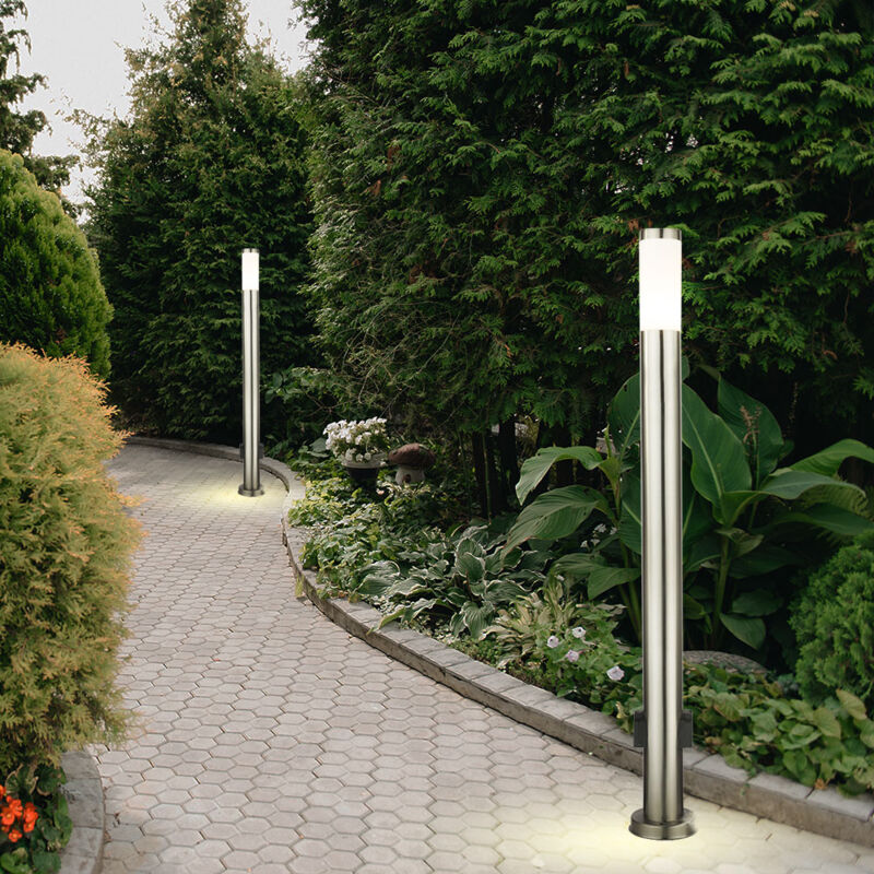 foto del prodotto lampada da esterno con prese presa da esterno con luce presa da esterno da giardino in acciaio inox, 1x led 9w 810lm 3000k, dxh 7,6x110 cm, set di 2