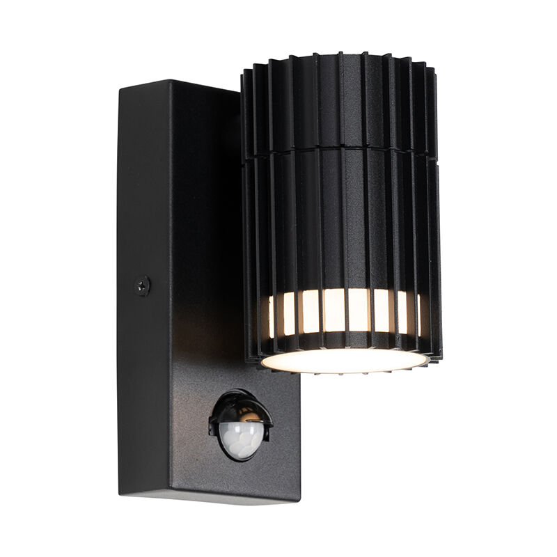 foto del prodotto lampada da esterno con sensore di movimento boris design alluminio nero tondo max. 1 x watt qazqa