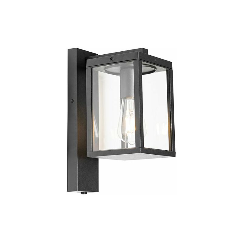 foto del prodotto lampada da esterno con sensore di movimento charlois industriale alluminio,vetro nero allungato max. 1 x watt qazqa
