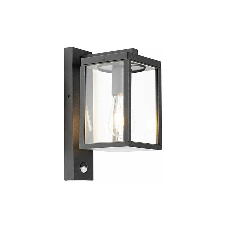 foto del prodotto lampada da esterno con sensore di movimento charlois industriale alluminio,vetro nero allungato max. 1 x watt qazqa