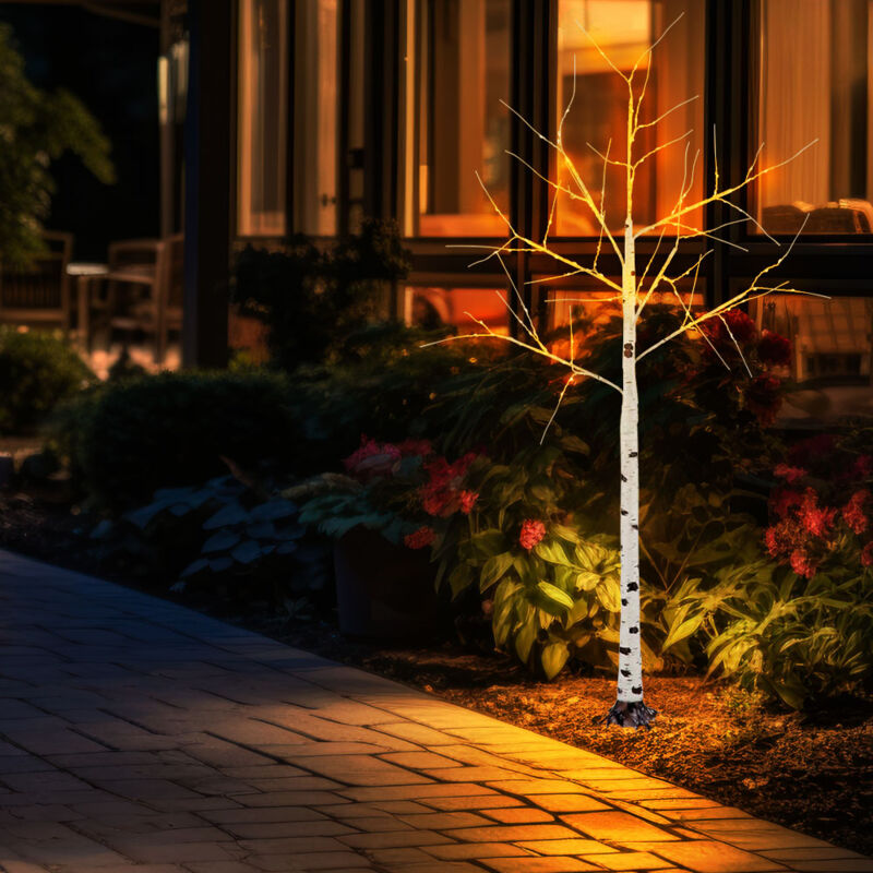 foto del prodotto lampada da esterno decorazione da giardino lampada da terra design in betulla lampada da patio lampada da giardino, plastica metallo bianco, led