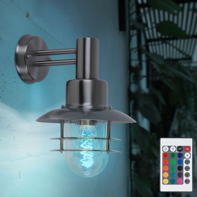 foto del prodotto lampada da esterno dimmerabile con telecomando lanterna da parete per esterni vintage retr lampada da parete a led rgb a sospensione, acciaio
