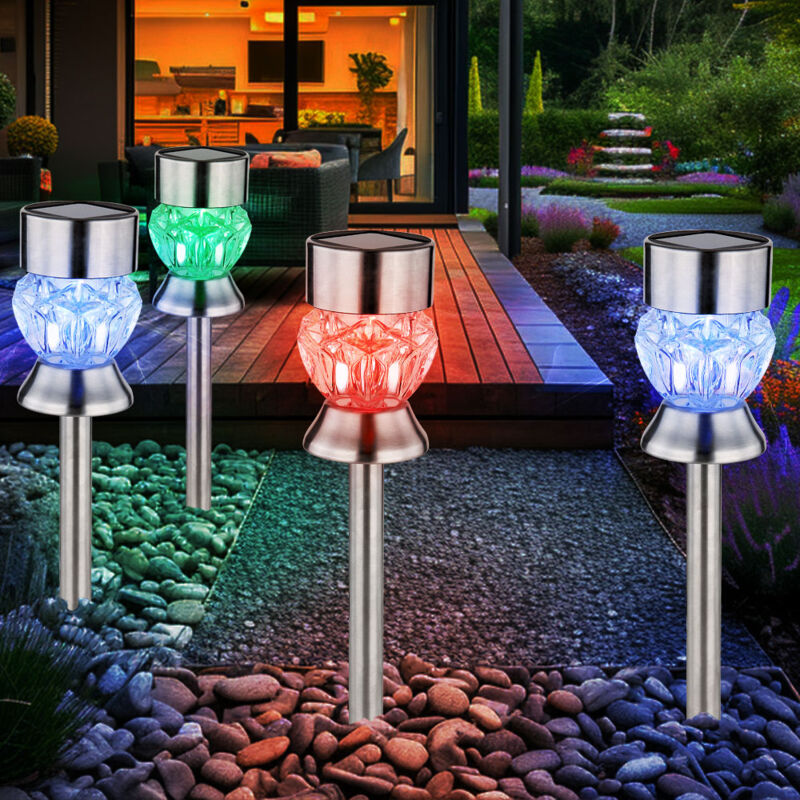 foto del prodotto lampada da esterno lampada da giardino a luce solare decorazione da giardino lampada a innesto con cristalli di vetro che cambiano colore rgb,