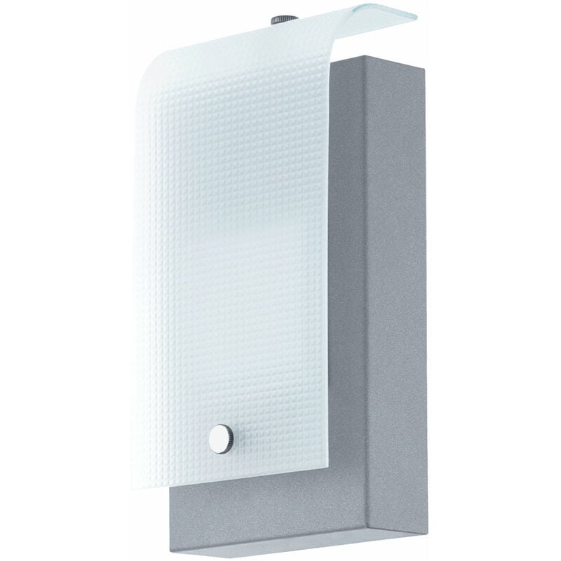 foto del prodotto lampada da esterno, lampada da parete, illuminazione per facciate, faretto zincato, 1x led 3,7w 3000k bianco caldo, lxpxa 12x7x22,5 cm eglo 94115