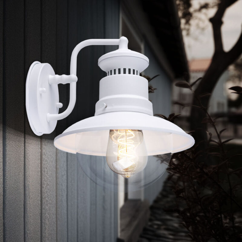 foto del prodotto lampada da esterno lampada da parete lampada da parete per esterni lampada da porta d ingresso lampada da parete, vetro acciaio bianco, 1x e27, lxaxp