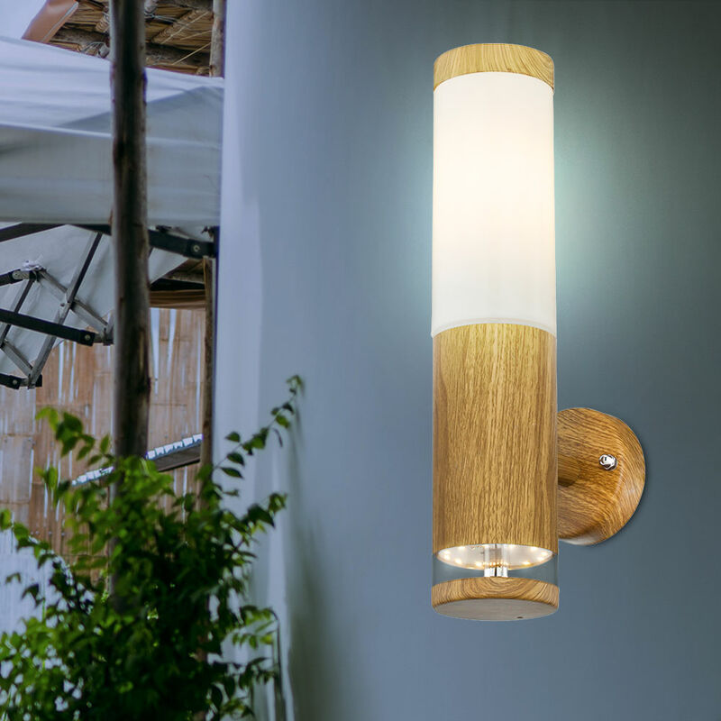foto del prodotto lampada da esterno lampada da parete per esterni in acciaio inox led da balcone lampada da parete per esterni, aspetto legno con led decorativo, 1x