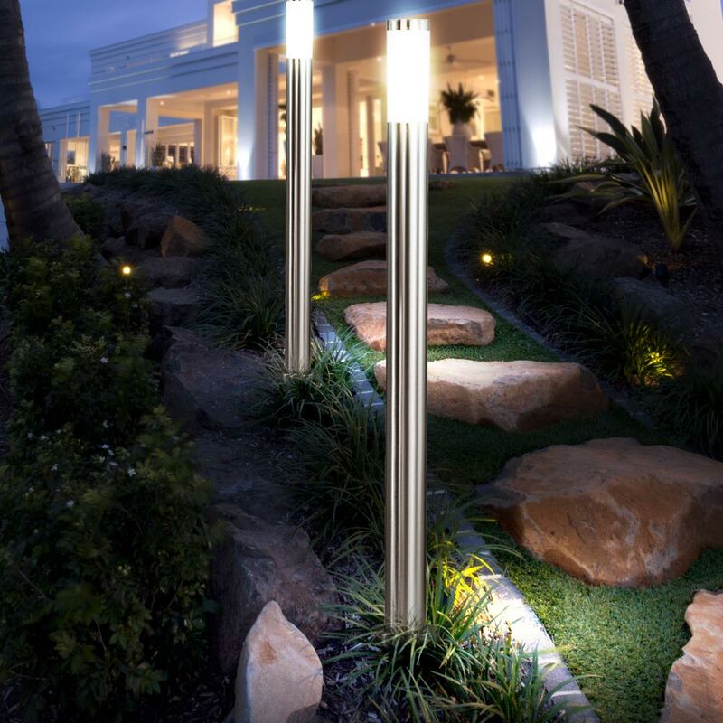 foto del prodotto lampada da esterno lampada da terra lampada da giardino lampada a colonna luce d ingresso giardino, ip44 acciaio inox argento opale, 1x e27, dxh